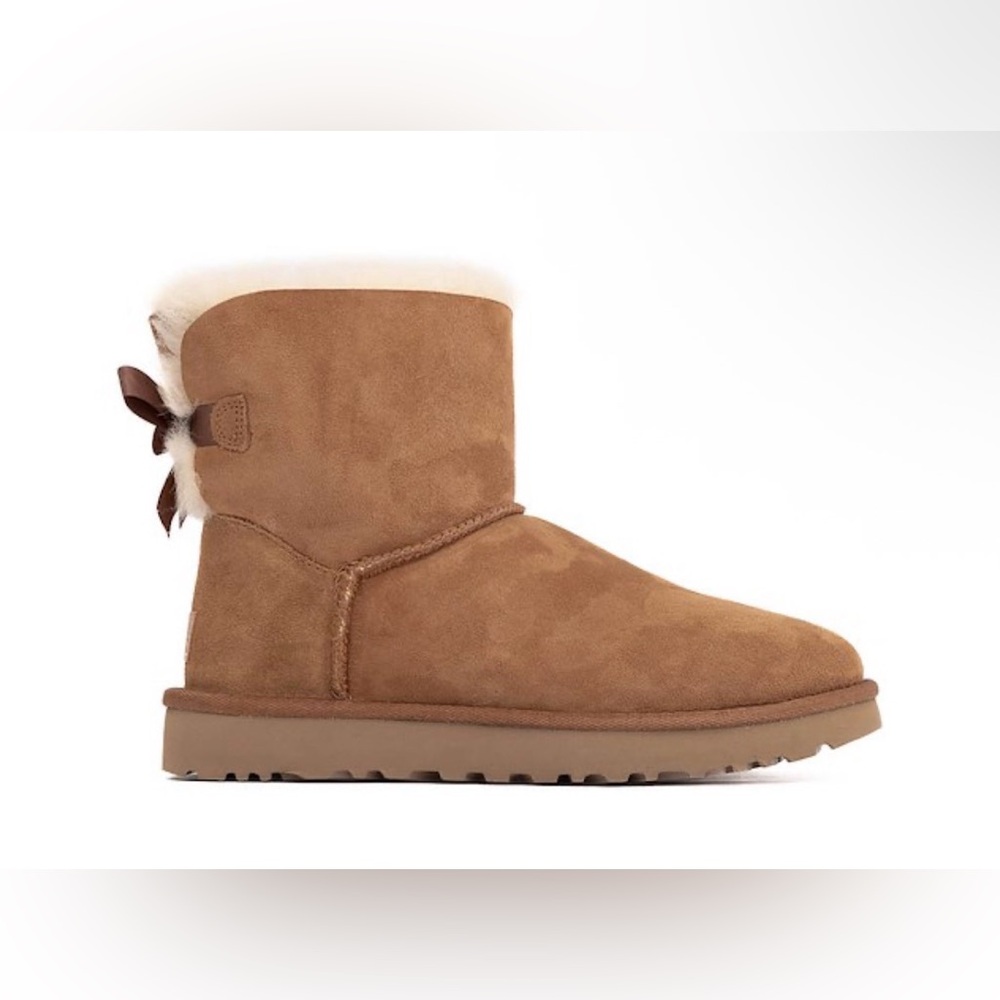 UGG Tan Suede Winter Boots with Bow